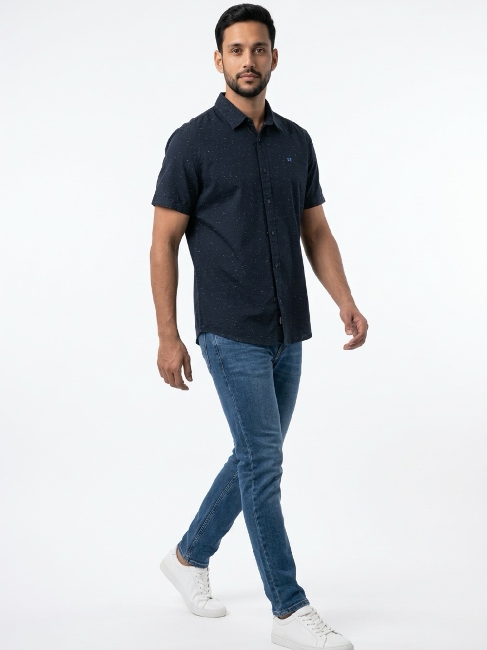 Scotch & Soda Good Morning Men's Short-Sleeve Button-Up LR Speckle Print Shirt